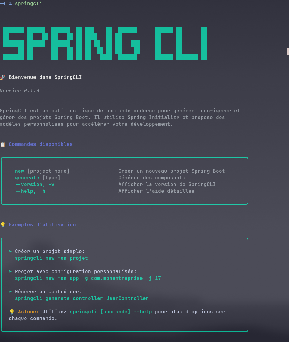 Spring CLI screenshot 1